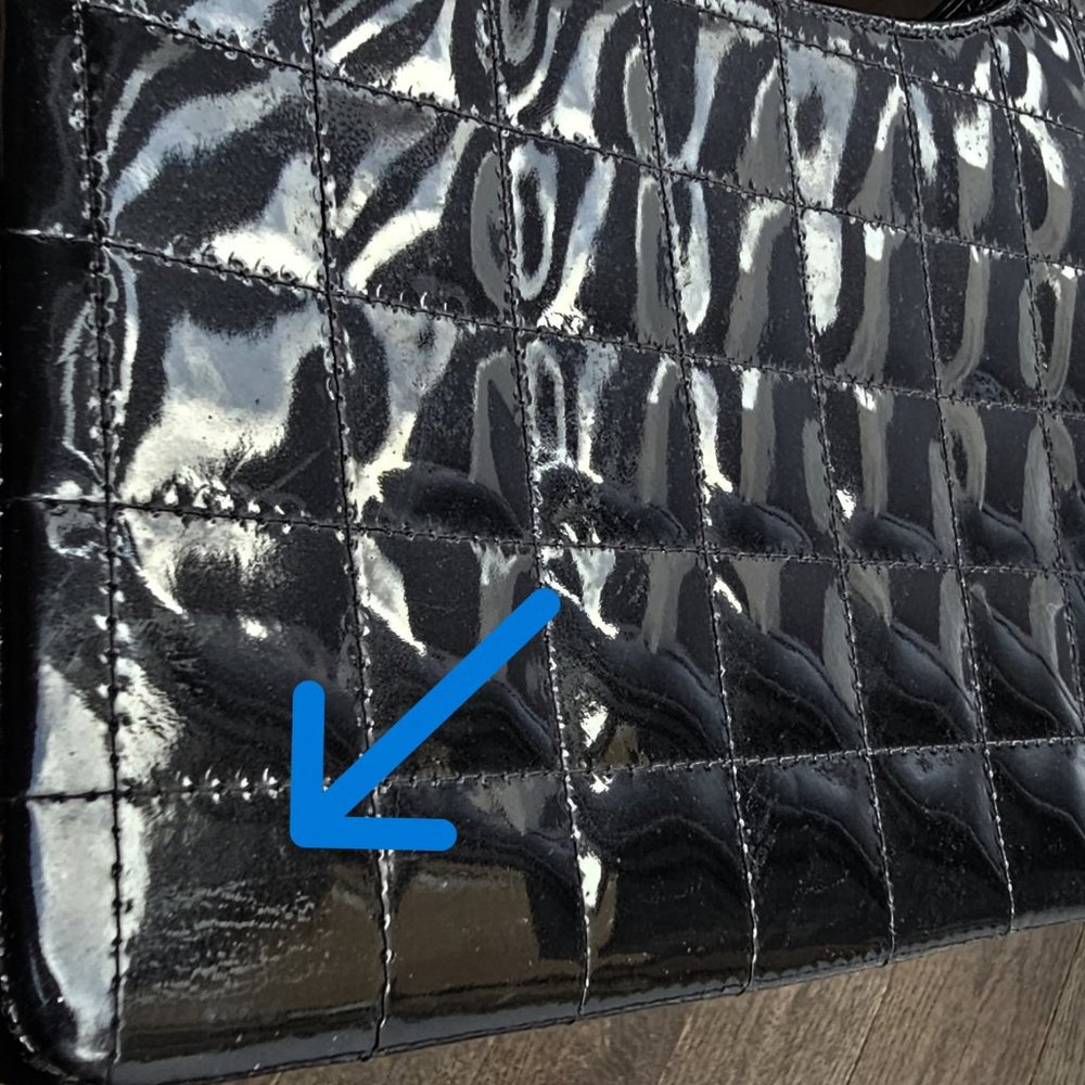 Chanel Black Patent Leather Vintage Chocolate Bar Kisslock Shoulder Bag - Picture 12 of 14